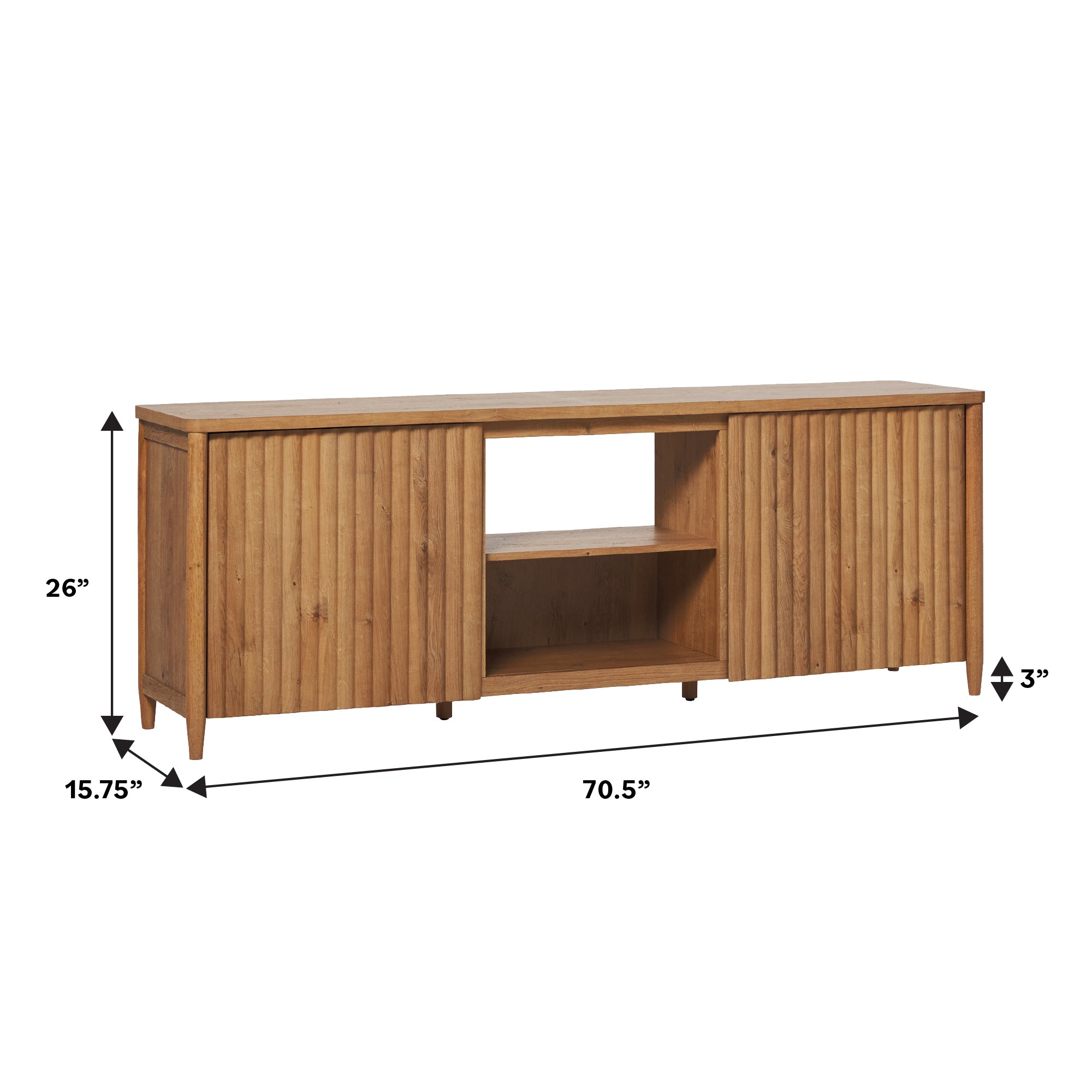 Flynn Scandinavian Reeded TV Stand with Storage - Image 28
