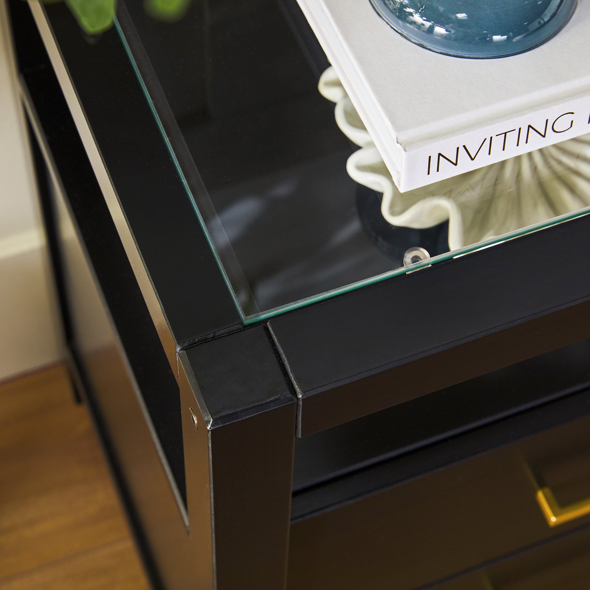 Isla Modern Easy Assembly Solid Wood 2-Drawer Nightstand Side Table with Glass Top - Image 8