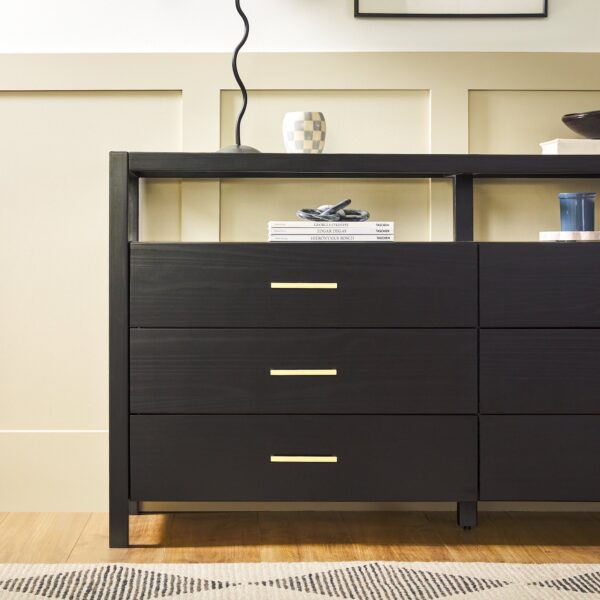 Isla Modern Easy Assembly Solid Wood 6-Drawer Dresser with Glass Top - Image 7