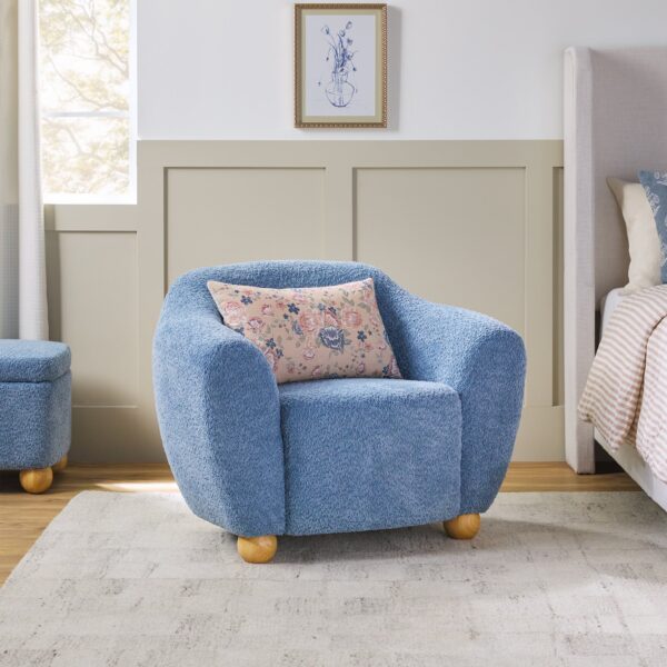 Linley Contemporary Boucle Easy Assembly Upholstered Small Accent Chair - Image 2