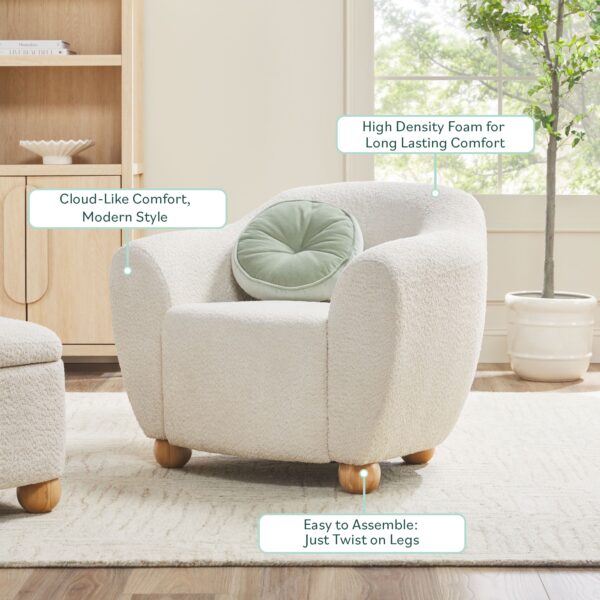 Linley Contemporary Boucle Easy Assembly Upholstered Small Accent Chair - Image 4