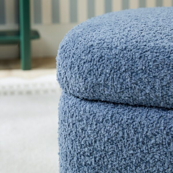 Linley Contemporary Boucle Easy Assembly Upholstered Small Storage Ottoman - Image 17
