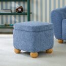Linley Contemporary Boucle Easy Assembly Upholstered Small Storage Ottoman