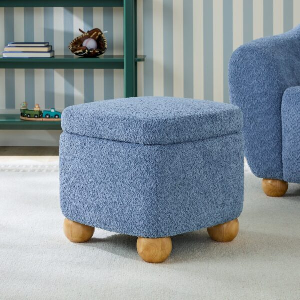 Linley Contemporary Boucle Easy Assembly Upholstered Small Storage Ottoman - Image 2