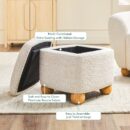 Linley Contemporary Boucle Easy Assembly Upholstered Small Storage Ottoman