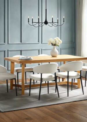 Nash Modern Farmhouse Rustic Solid Oak Wood Rectangular Dining Table