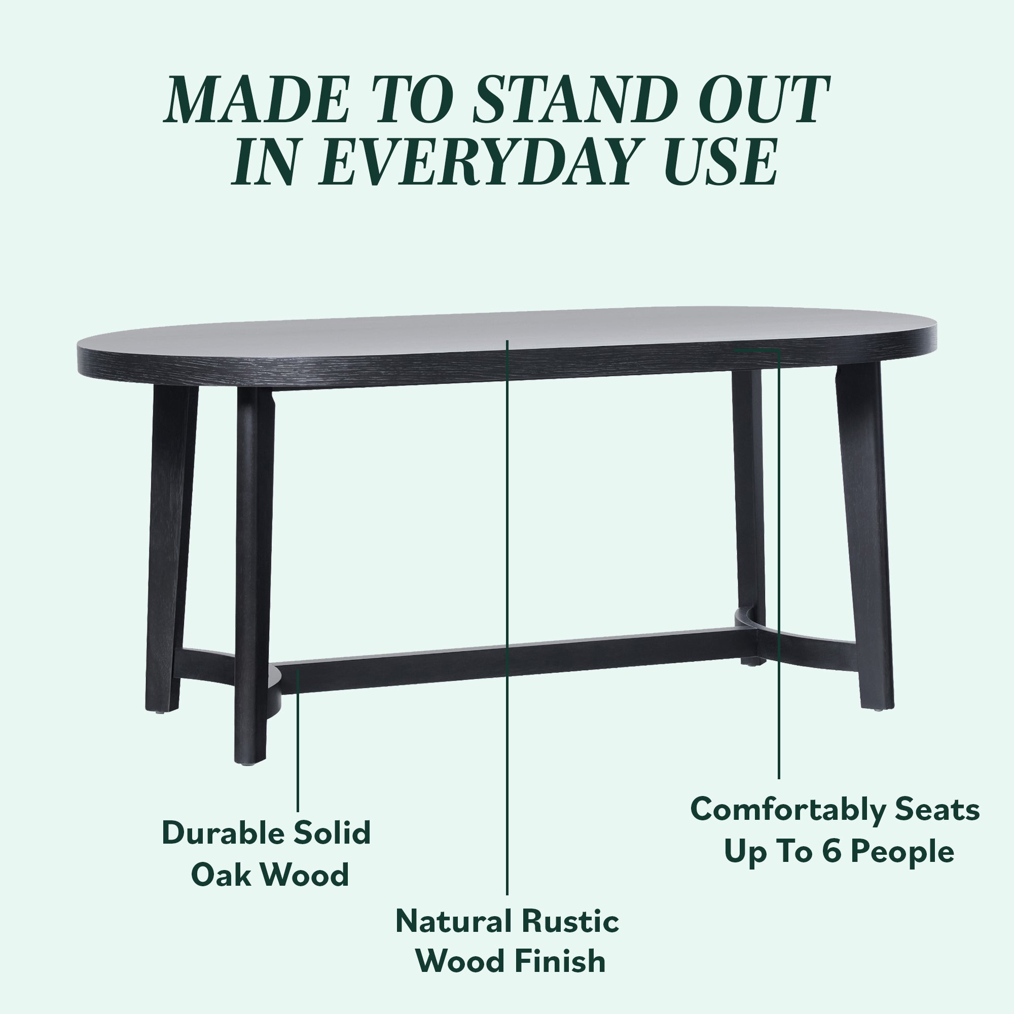 Nash Modern Farmhouse Rustic Solid Oak Wood Oval Dining Table - Image 13