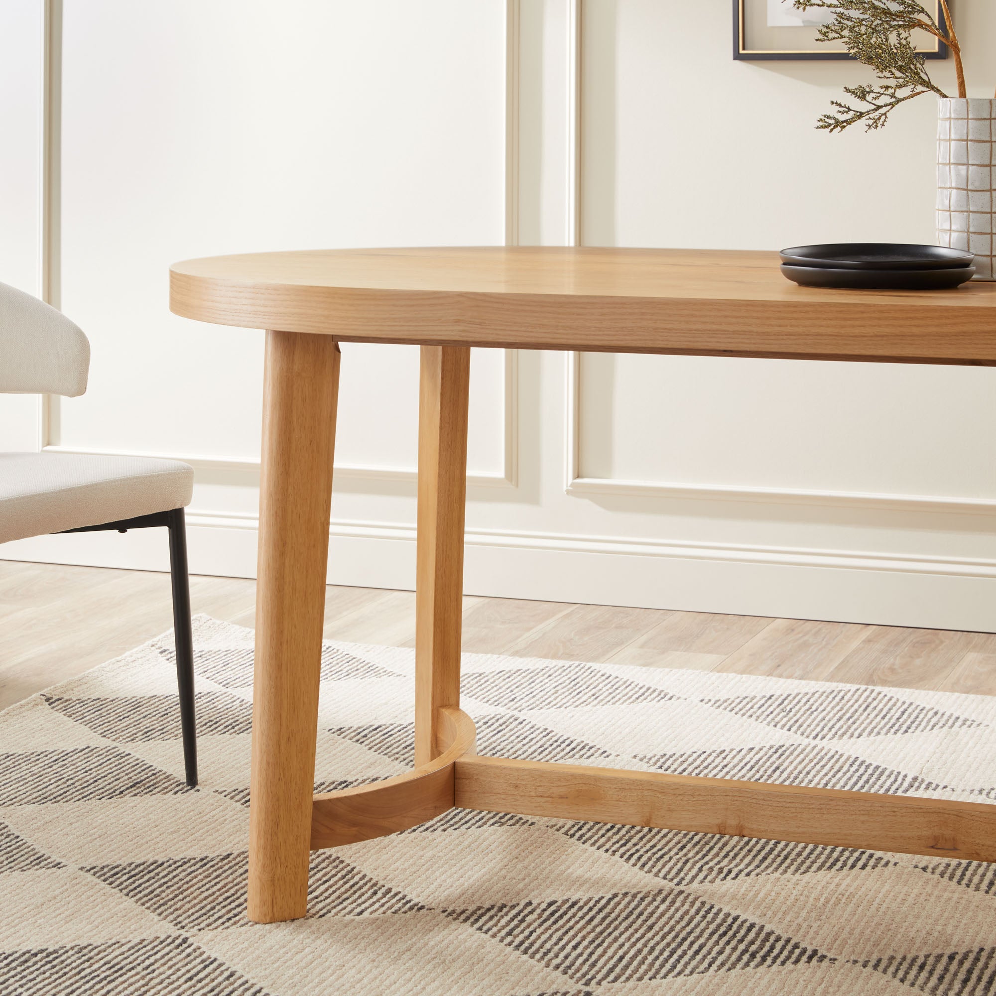 Nash Modern Farmhouse Rustic Solid Oak Wood Oval Dining Table - Image 5