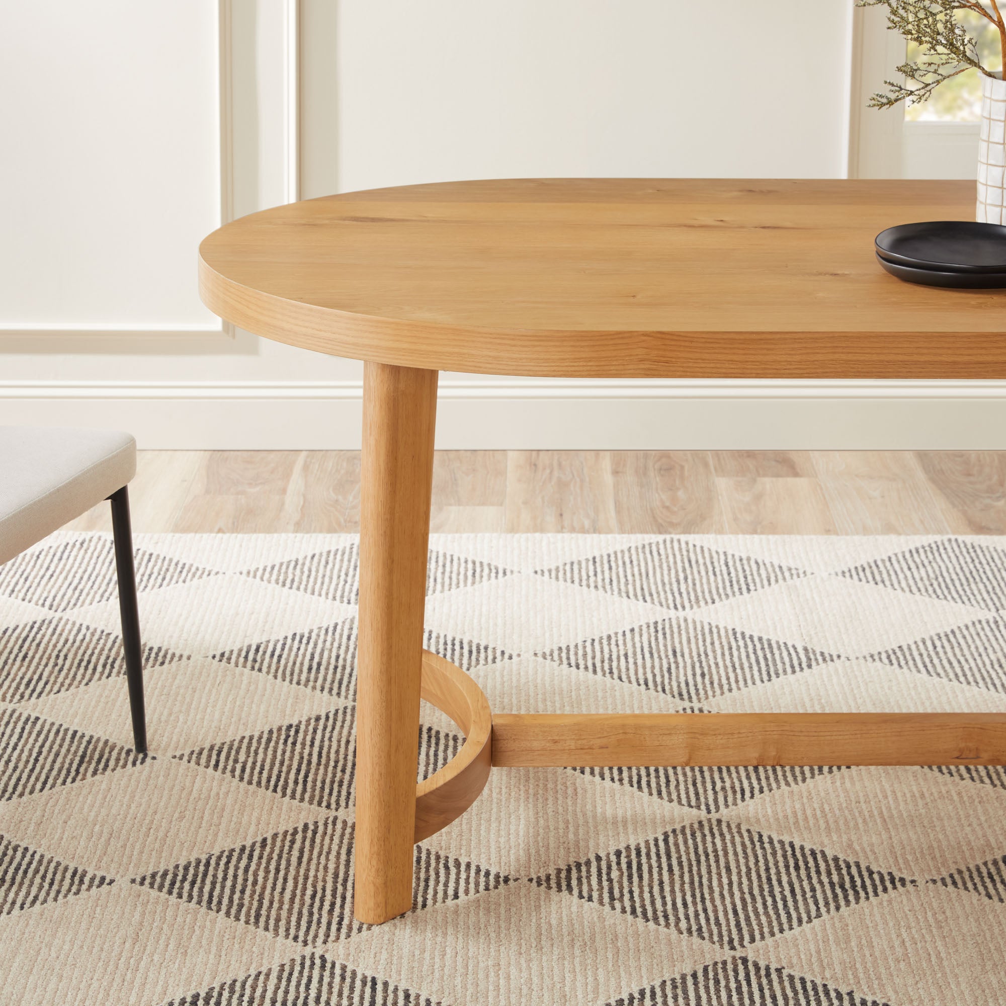 Nash Modern Farmhouse Rustic Solid Oak Wood Oval Dining Table - Image 7