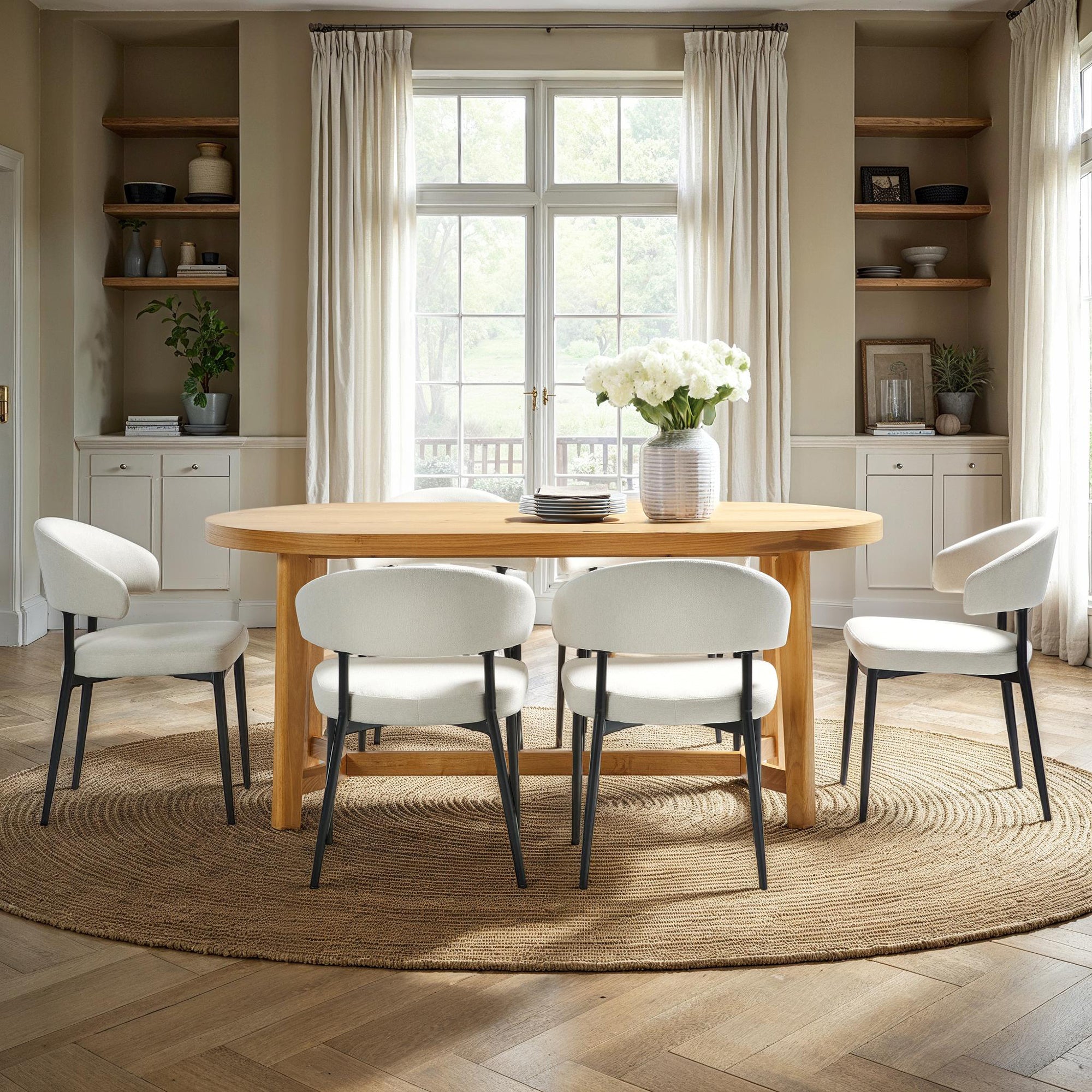 Nash Modern Farmhouse Rustic Solid Oak Wood Oval Dining Table - Image 3