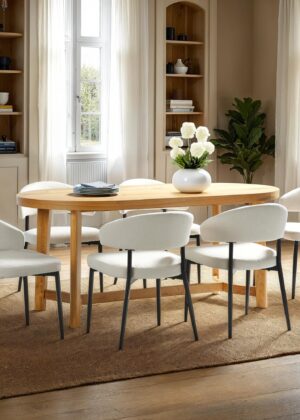 Nash Modern Farmhouse Rustic Solid Oak Wood Oval Dining Table