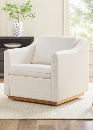 Nash Modern Farmhouse Easy Assembly Linen Swivel Accent Chair