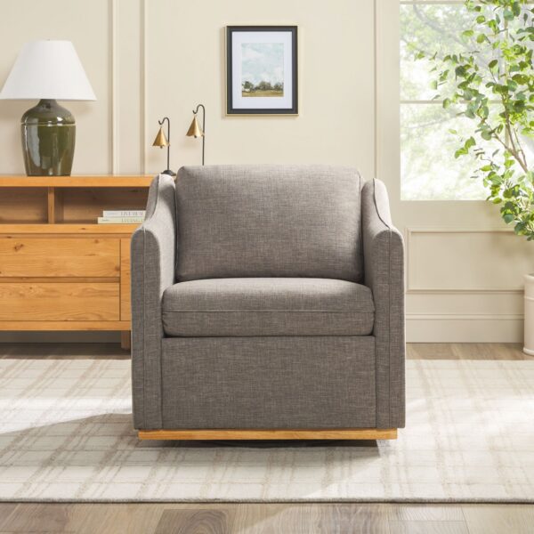 Nash Modern Farmhouse Easy Assembly Linen Swivel Accent Chair - Image 13