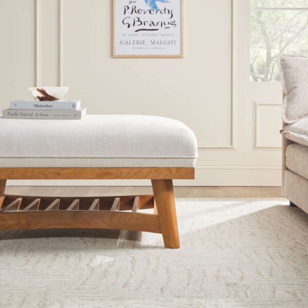 Nash Modern Farmhouse Easy Assembly Linen Large Ottoman - Image 7