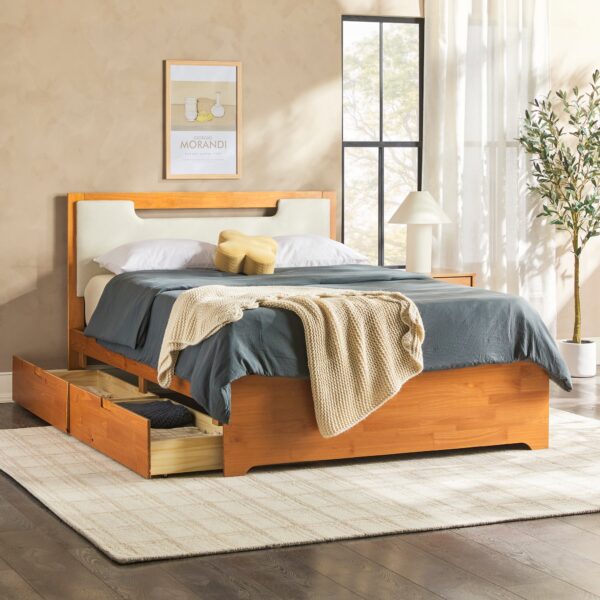 Sloane Mid-Century Modern Solid Wood Storage Bed - Image 4