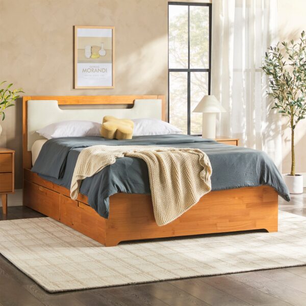 Sloane Mid-Century Modern Solid Wood Storage Bed - Image 2