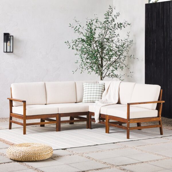 Vincent Acacia Wood Modular Chevron Sectional Seats - Image 18