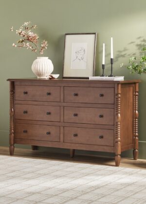 Traditional Vivienne 6-Drawer Easy Assembly Solid Wood Dresser