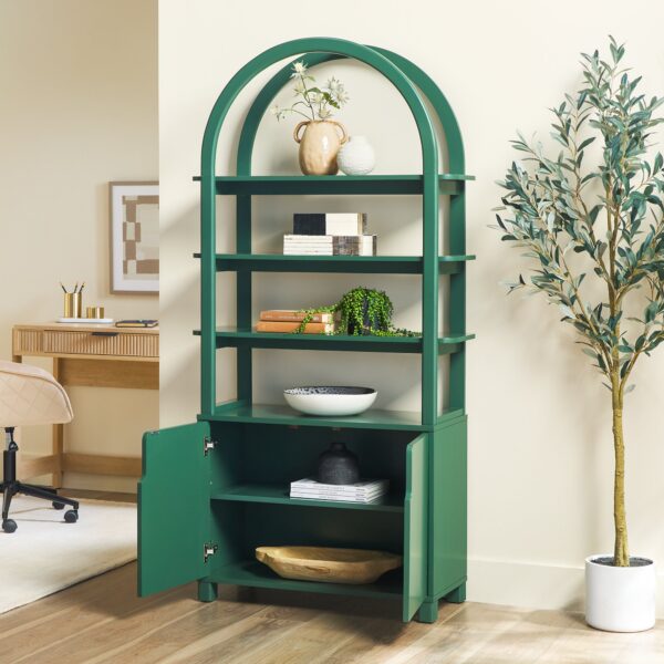 Zoey Modern Arched Wood Cabinet Storage Bookcase - Image 8
