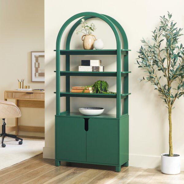 Zoey Modern Arched Wood Cabinet Storage Bookcase - Image 2