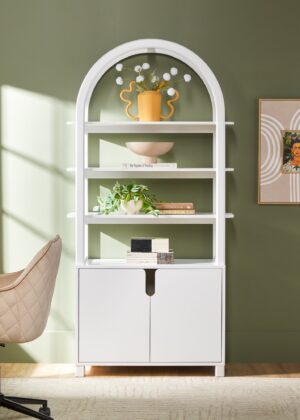 Zoey Modern Arched Wood Cabinet Storage Bookcase