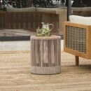Walker Edison | Modern Woven Rope Design Coffee Table and Side Table Set of 2