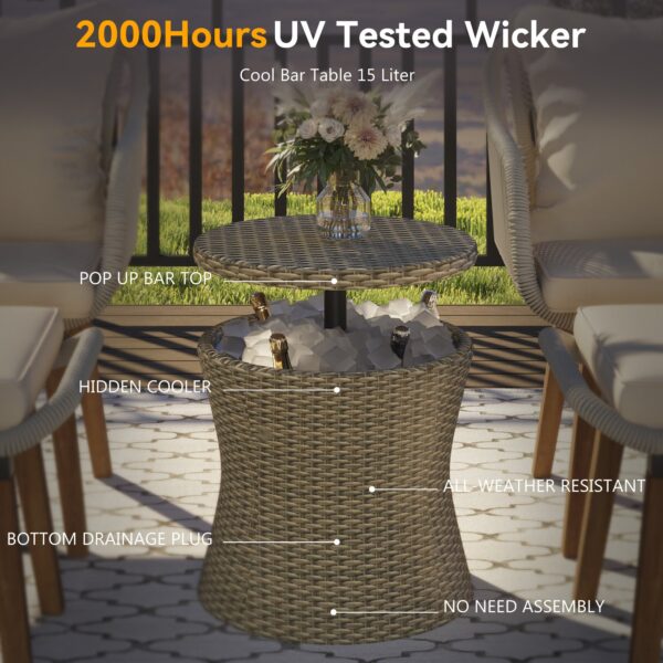 Walker Edison | 5 Piece Outdoor Patio Chat Set with Ottomans and Side Table - Image 5