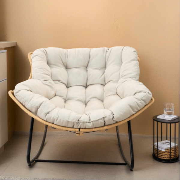 Walker Edison | Cloud Papasan Outdoor Patio Egg Rocking Chair - Image 4