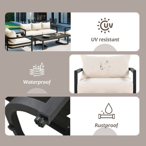 Walker Edison | Curve Design Steal Outdoor Sofa Set - Image 18