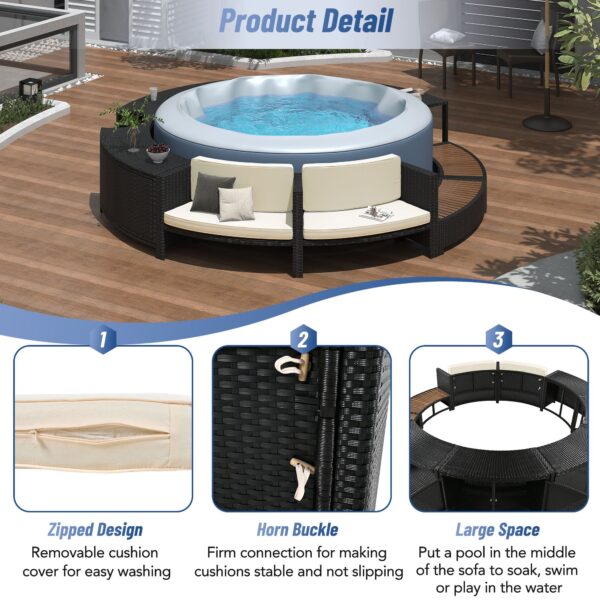 Walker Edison | Spa Surround Spa Frame Patio Rattan Sofa Set with Storage Spaces - Image 6