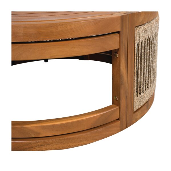 Walker Edison | Handwoven Rope Accent Boho Acacia Wood Outdoor Coffee Table - Image 9