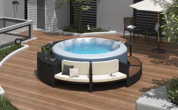 Walker Edison | Spa Surround Spa Frame Patio Rattan Sofa Set with Storage Spaces - Image 26