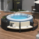 Walker Edison | Spa Surround Spa Frame Patio Rattan Sofa Set with Storage Spaces