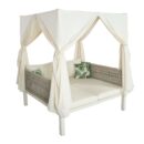 Walker Edison | Posh Outdoor Patio Sunbed with Curtains