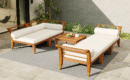 Walker Edison | Acacia Wood Outdoor Modular 6 Piece Sectional Sofa Set