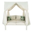 Walker Edison | Posh Outdoor Patio Sunbed with Curtains