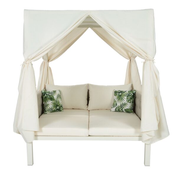Walker Edison | Posh Outdoor Patio Sunbed with Curtains - Image 3
