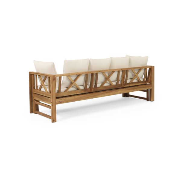 Walker Edison | Acacia Wood Outdoor Extendable Sofa into Daybed - Image 9
