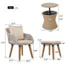 Walker Edison | 5 Piece Outdoor Patio Chat Set with Ottomans and Side Table