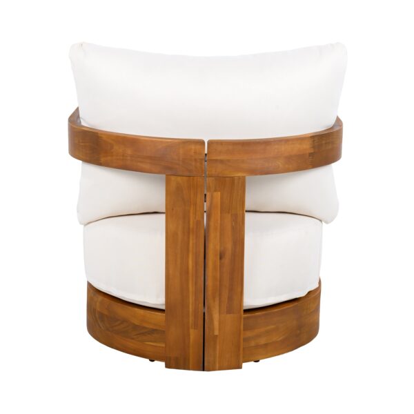 Walker Edison | Set of 2 Premium Acacia Wood Curve Design Outdoor Club Chairs - Image 2