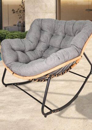 Walker Edison | Cloud Papasan Outdoor Patio Egg Rocking Chair