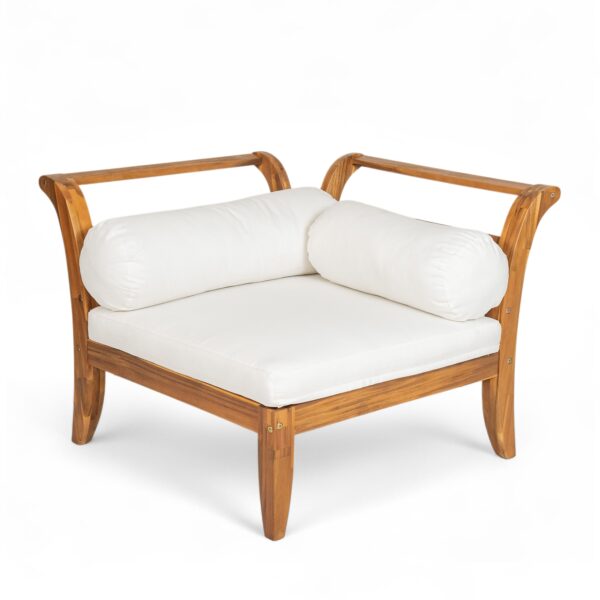 Walker Edison | Acacia Wood Outdoor Modular 6 Piece Sectional Sofa Set - Image 15