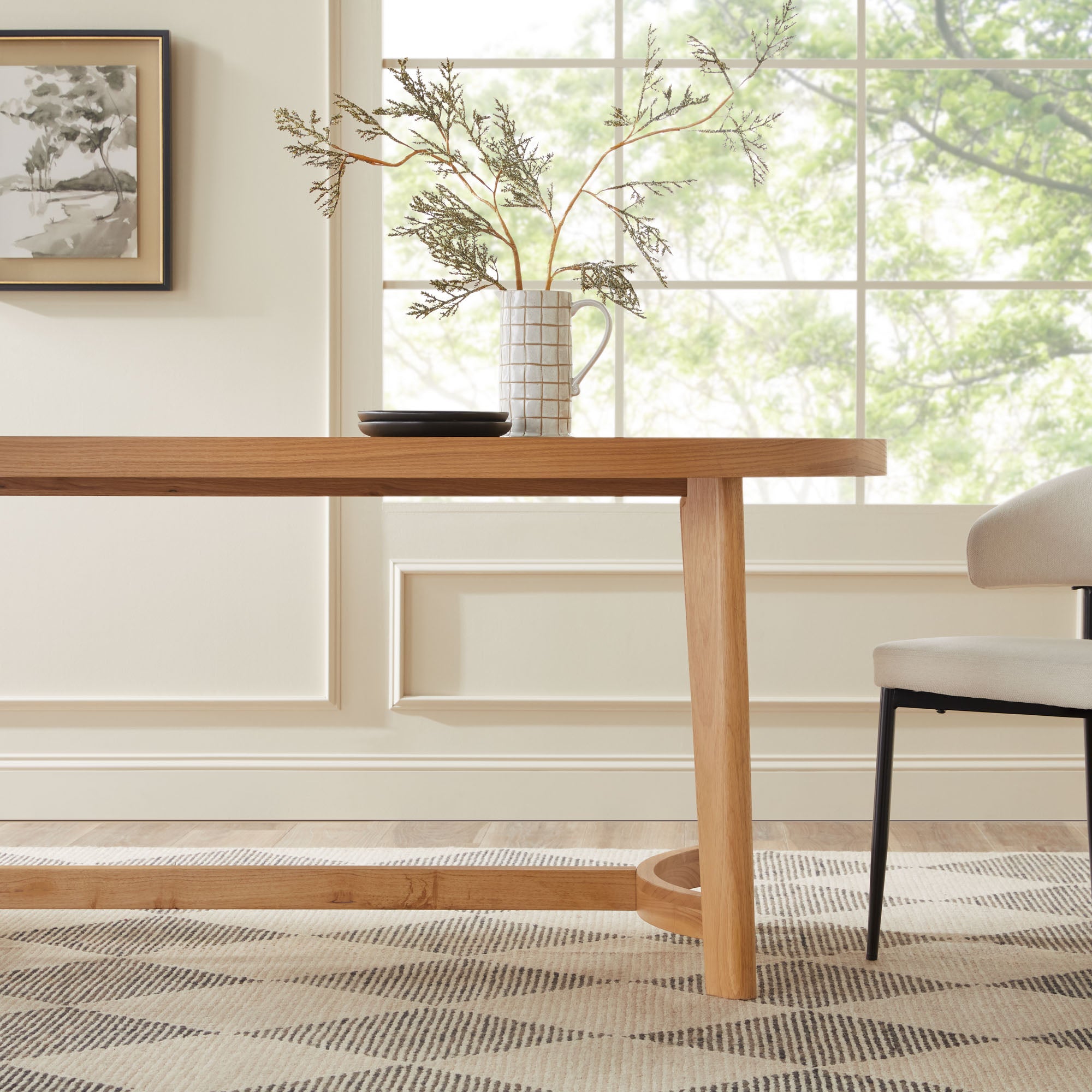 Nash Modern Farmhouse Rustic Solid Oak Wood Oval Dining Table - Image 8