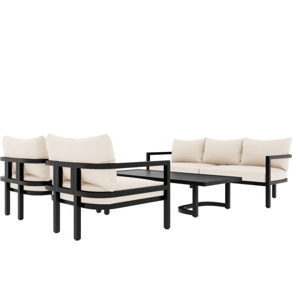 Walker Edison | Curve Design Steal Outdoor Sofa Set - Image 5