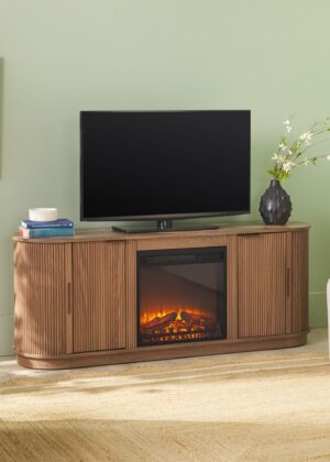 Chloe Modern Scandinavian Reeded Fireplace TV Stand in 2 Sizes
